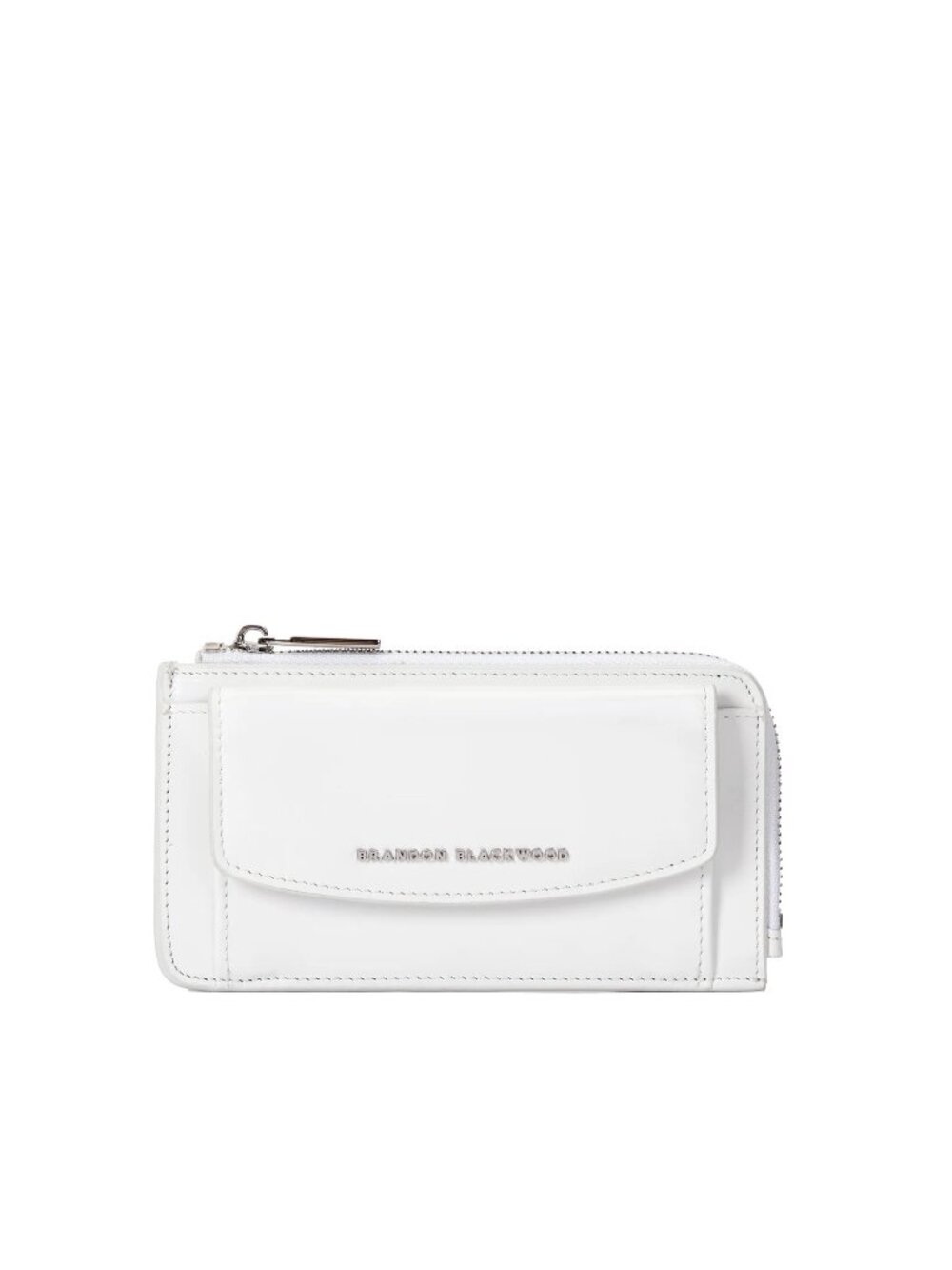 BRANDON BLACKWOOD Dreux White Large Clutch Zip Wallet NEW NWT